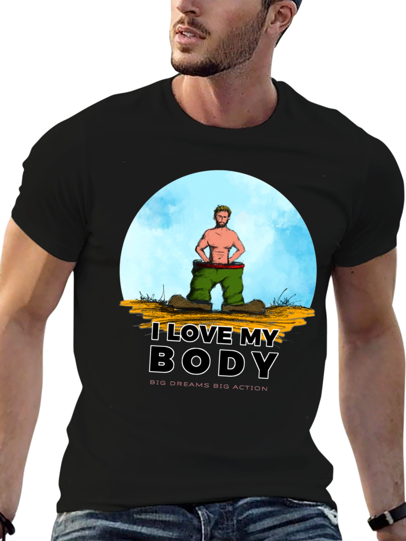 I Love My Body Graphic T-Shirt - Black