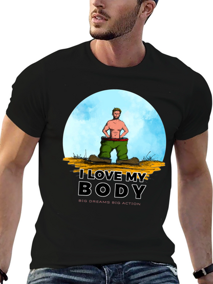 I Love My Body Graphic T-Shirt - Black