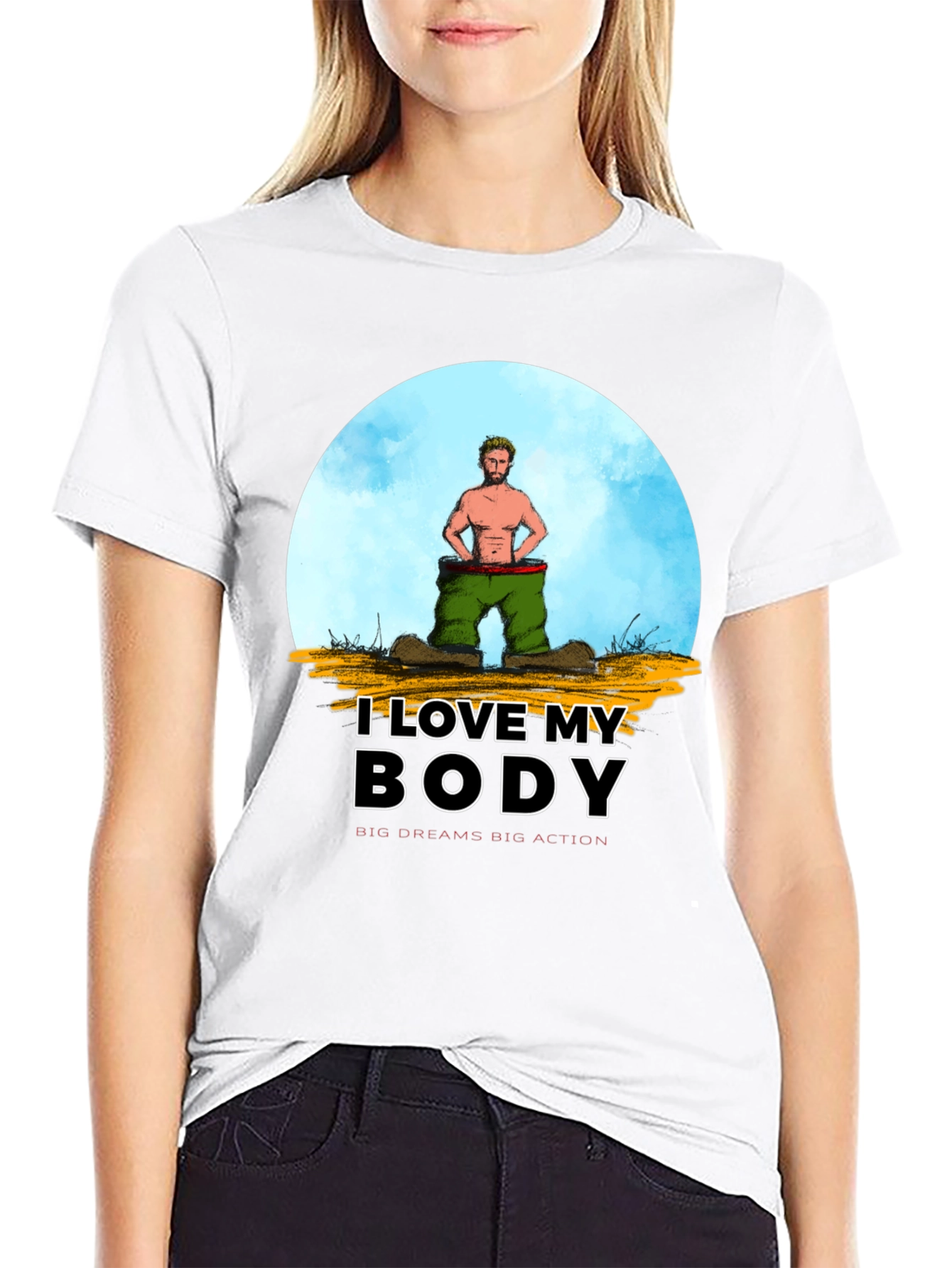 I Love My Body Graphic T-Shirt - Black