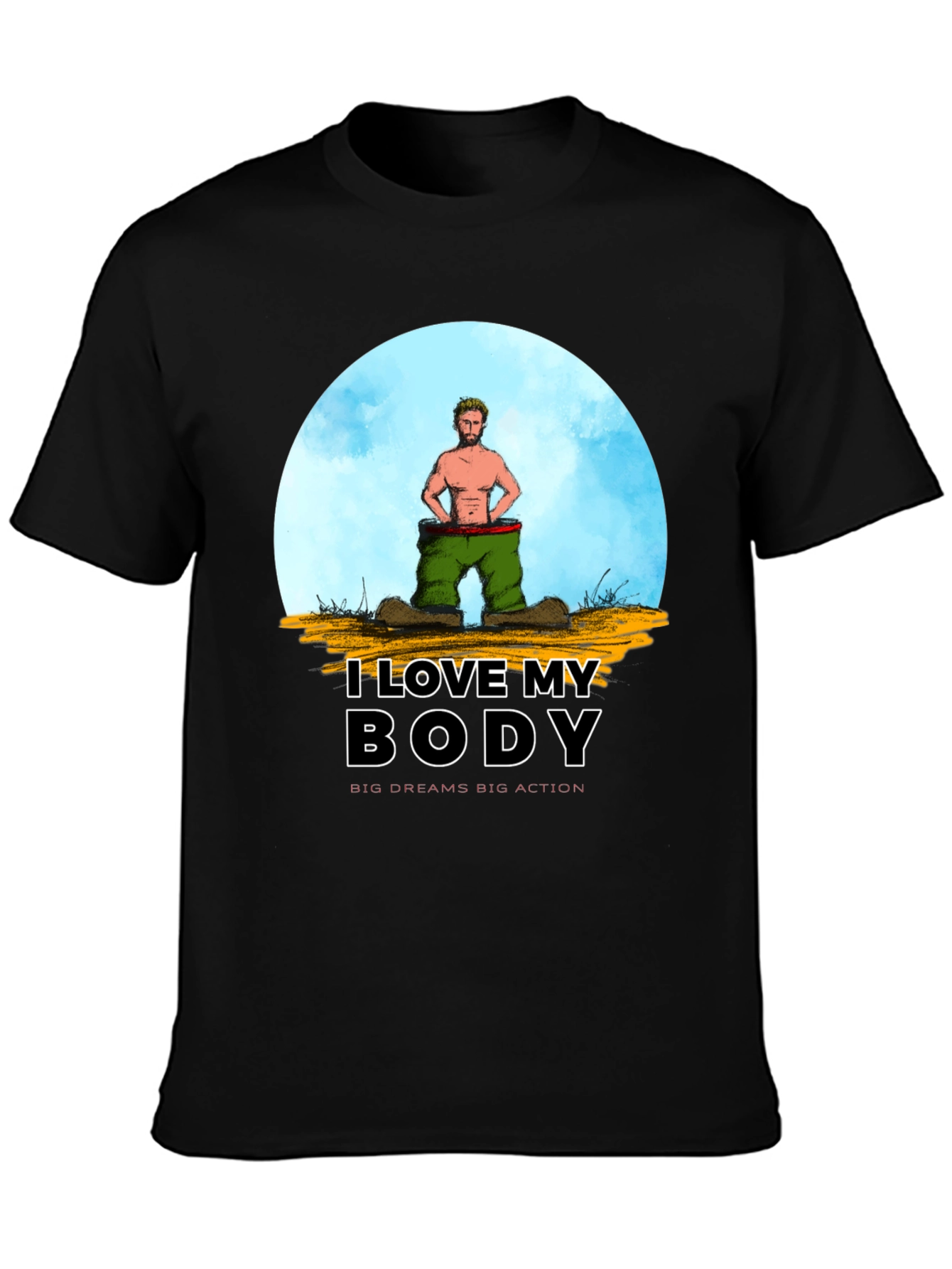 I Love My Body Graphic T-Shirt - Black