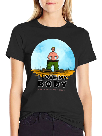 I Love My Body Graphic T-Shirt - Black