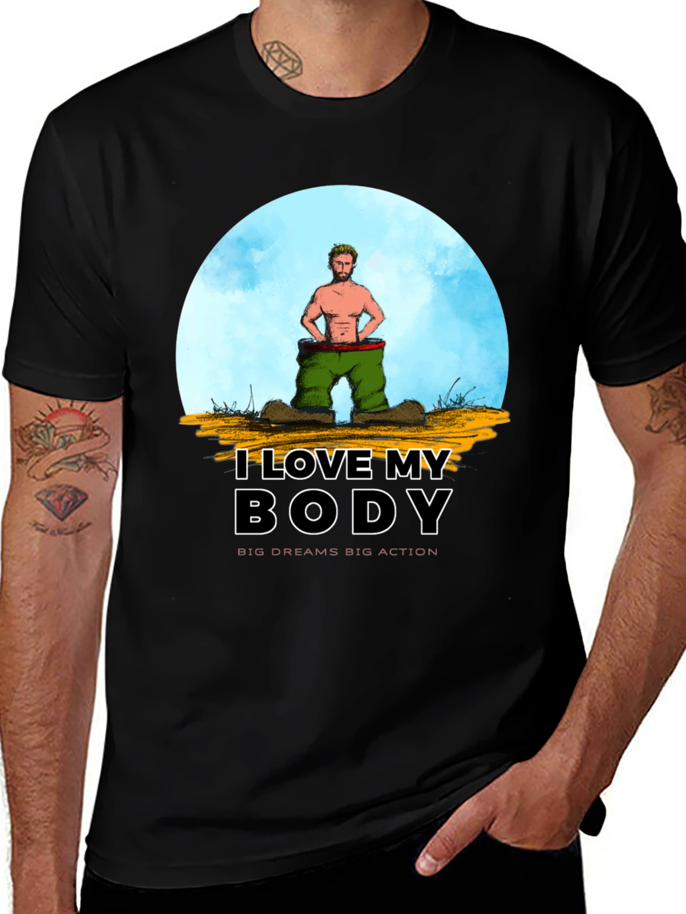 I Love My Body Graphic T-Shirt - Black