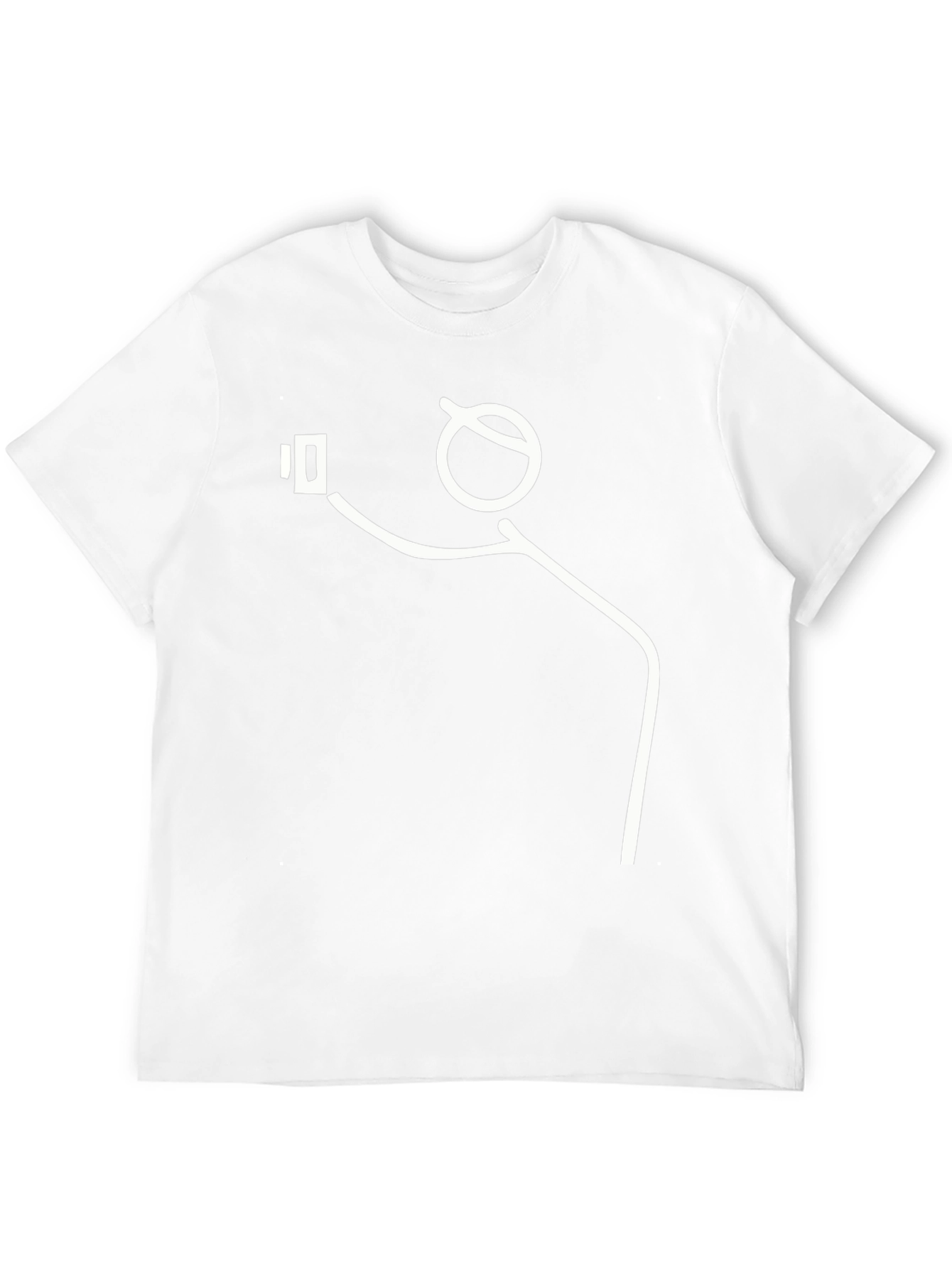 Selfie Stick Figure Graphic Tee - Black Cotton