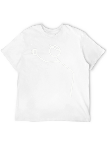 Selfie Stick Figure Graphic Tee - Black Cotton