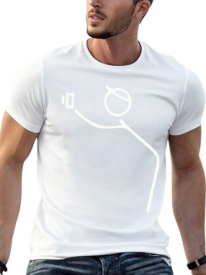 Selfie Stick Figure Graphic Tee - Black Cotton