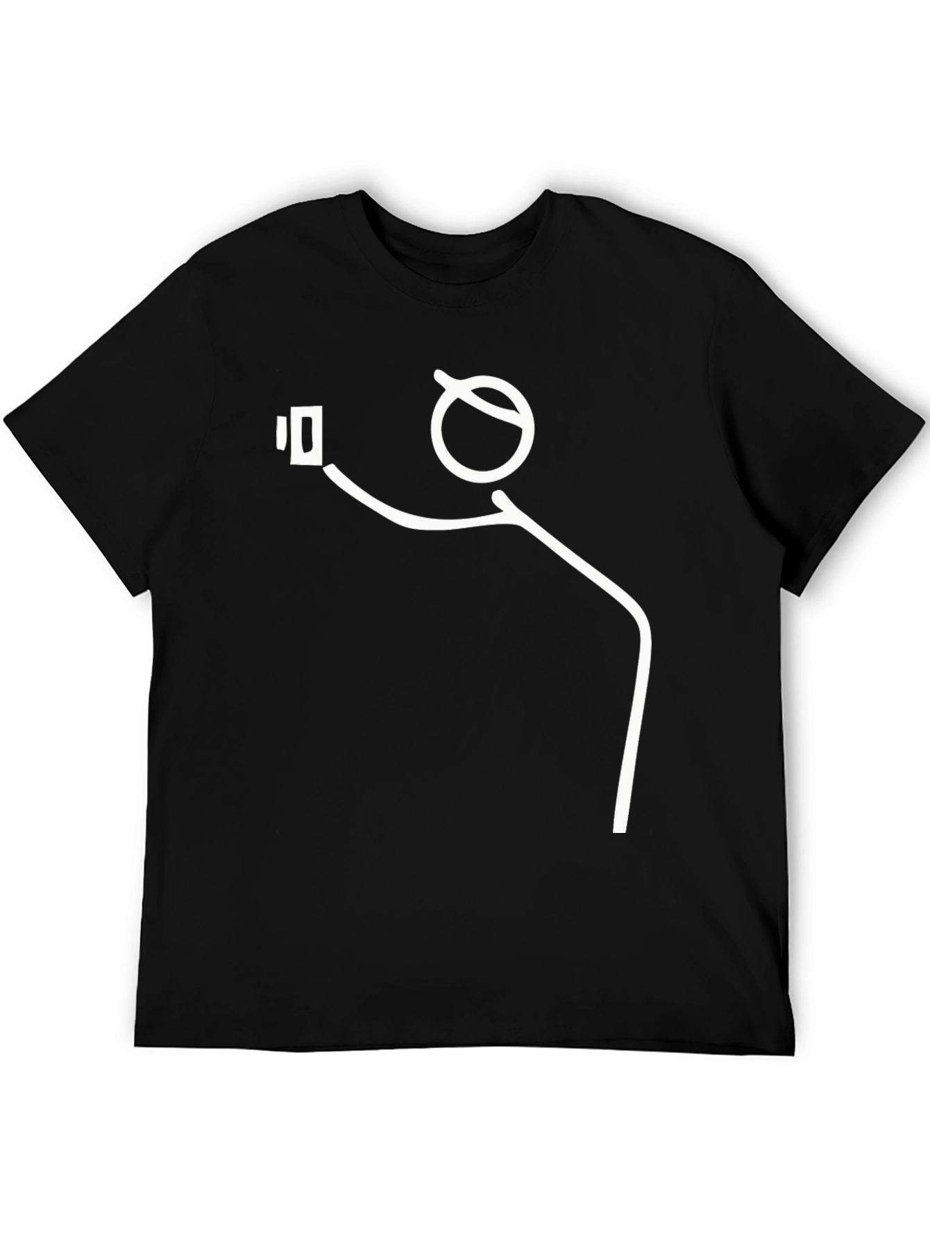 Selfie Stick Figure Graphic Tee - Black Cotton