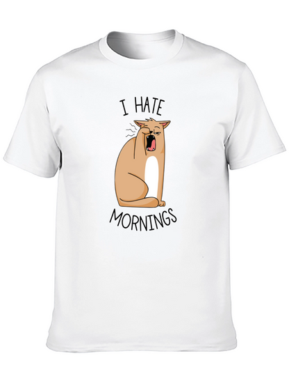 I Hate Mornings Funny Cat T-Shirt