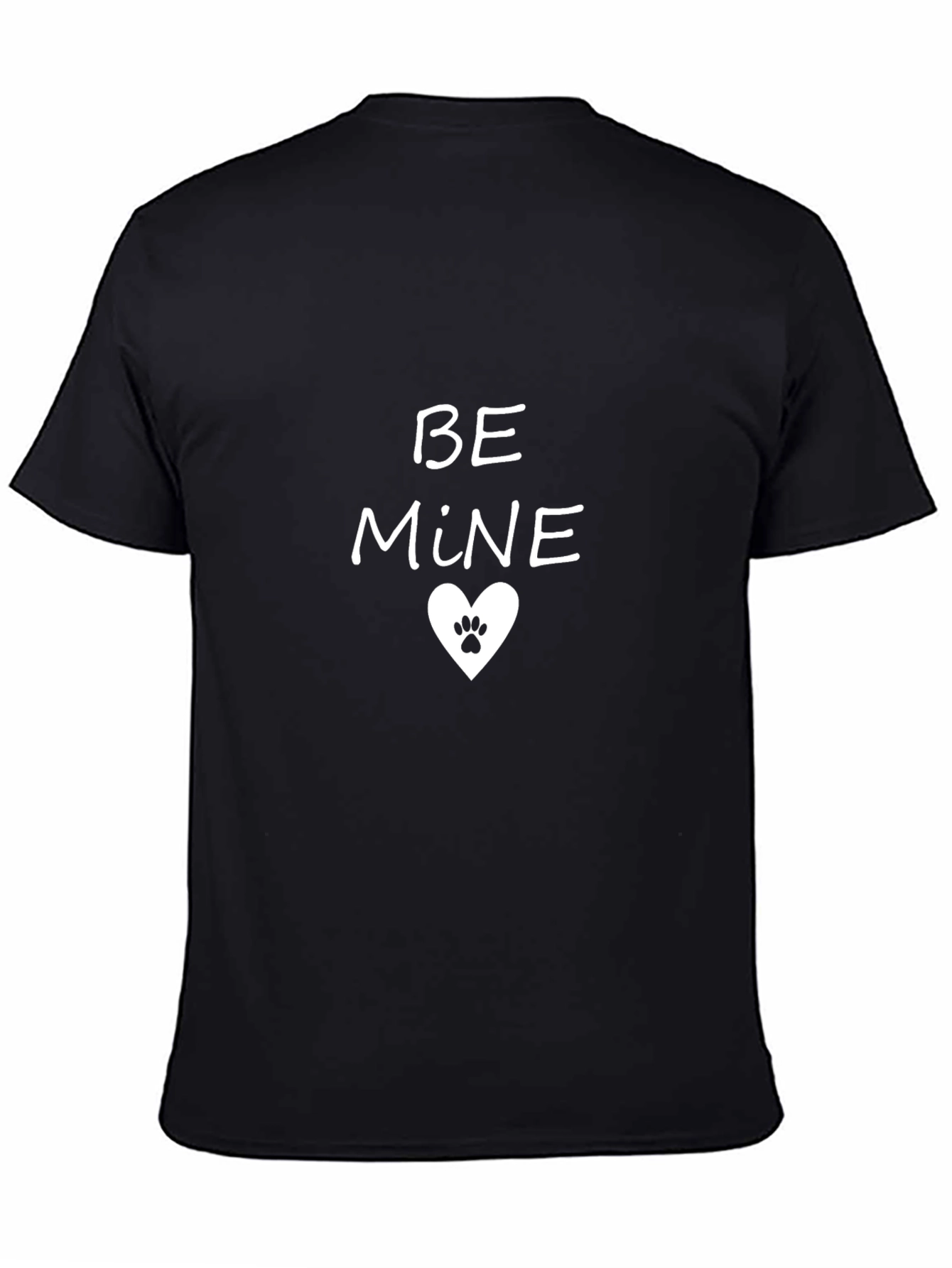 Be Mine Paw Print Heart Graphic Tee - Black