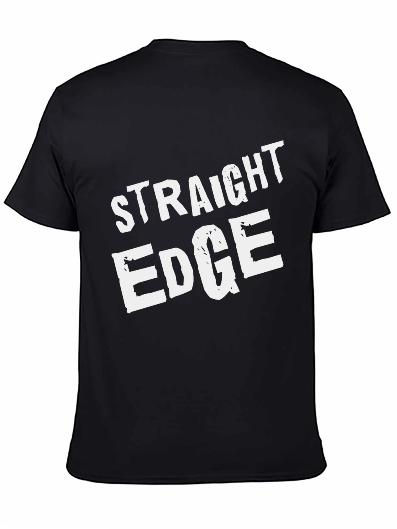 Straight Edge Black T-Shirt Crew Neck Casual