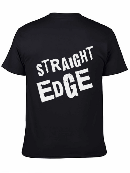 Straight Edge Black T-Shirt Crew Neck Casual
