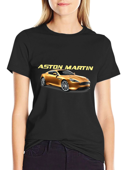 Aston Martin Car Graphic Tee - Black Cotton