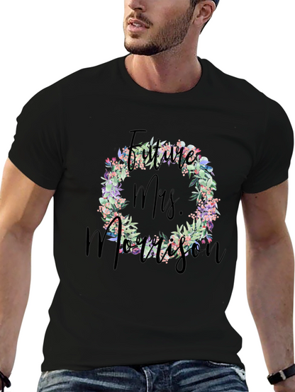 Future Mrs. Morrison Floral Wreath Black T-Shirt