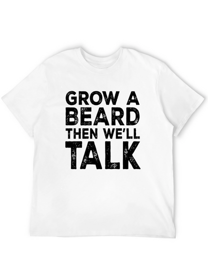 Grow A Beard Mens Black Graphic T-Shirt