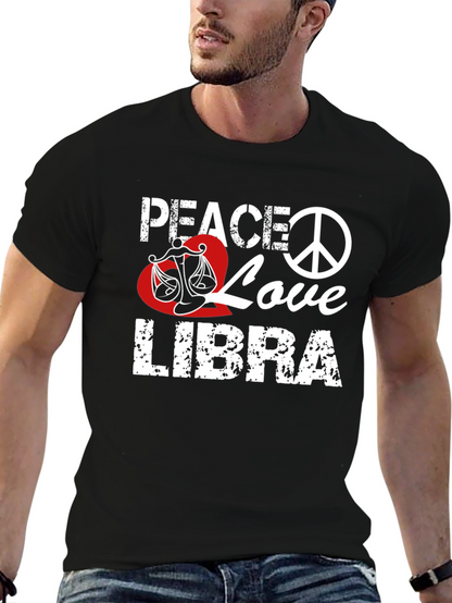 Peace Love Libra T-Shirt Zodiac Sign Graphic Tee