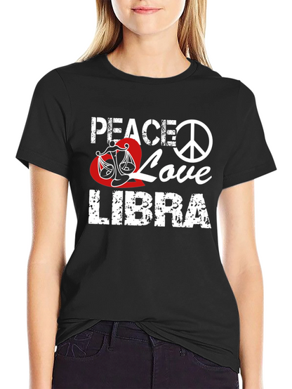 Peace Love Libra T-Shirt Zodiac Sign Graphic Tee