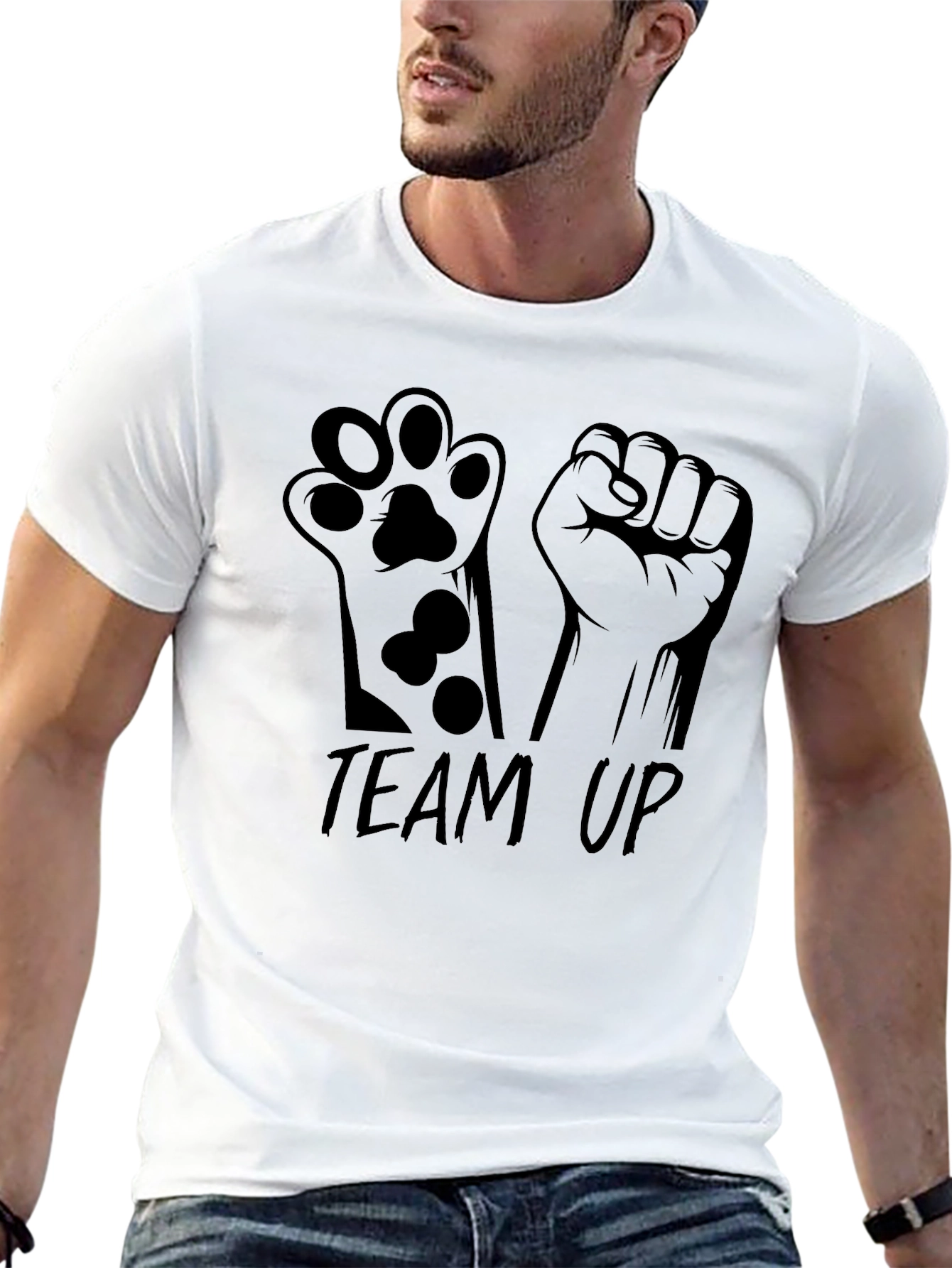 Team Up Black Graphic Tee