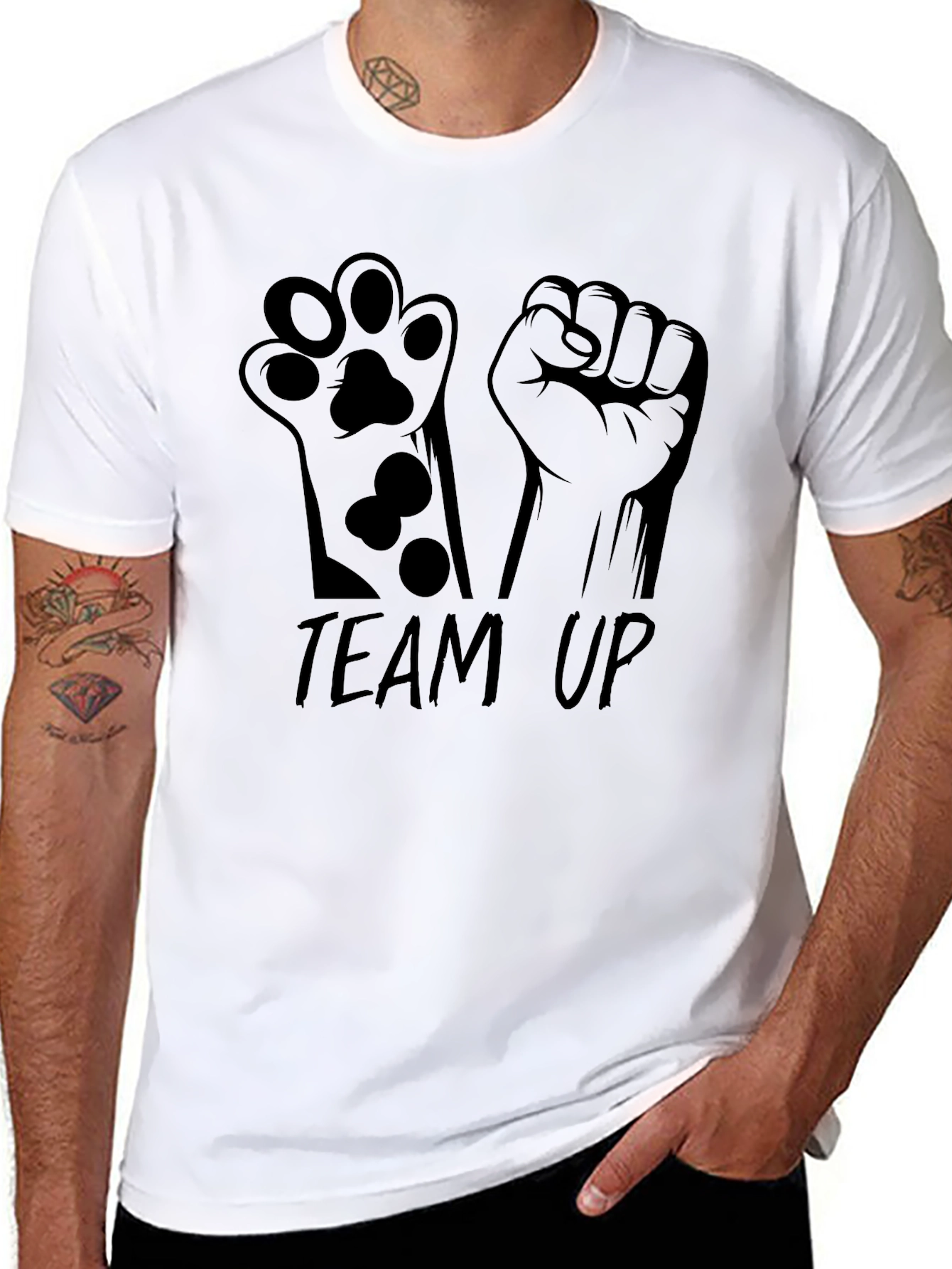 Team Up Black Graphic Tee