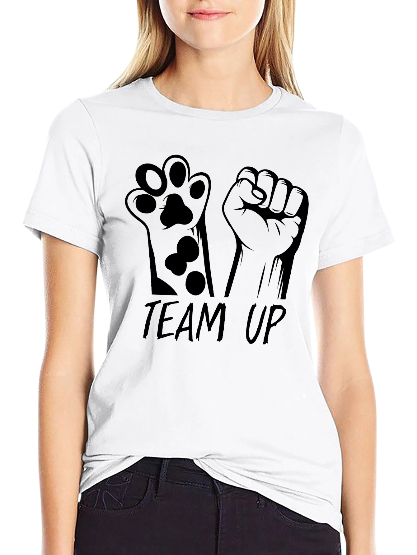 Team Up Black Graphic Tee