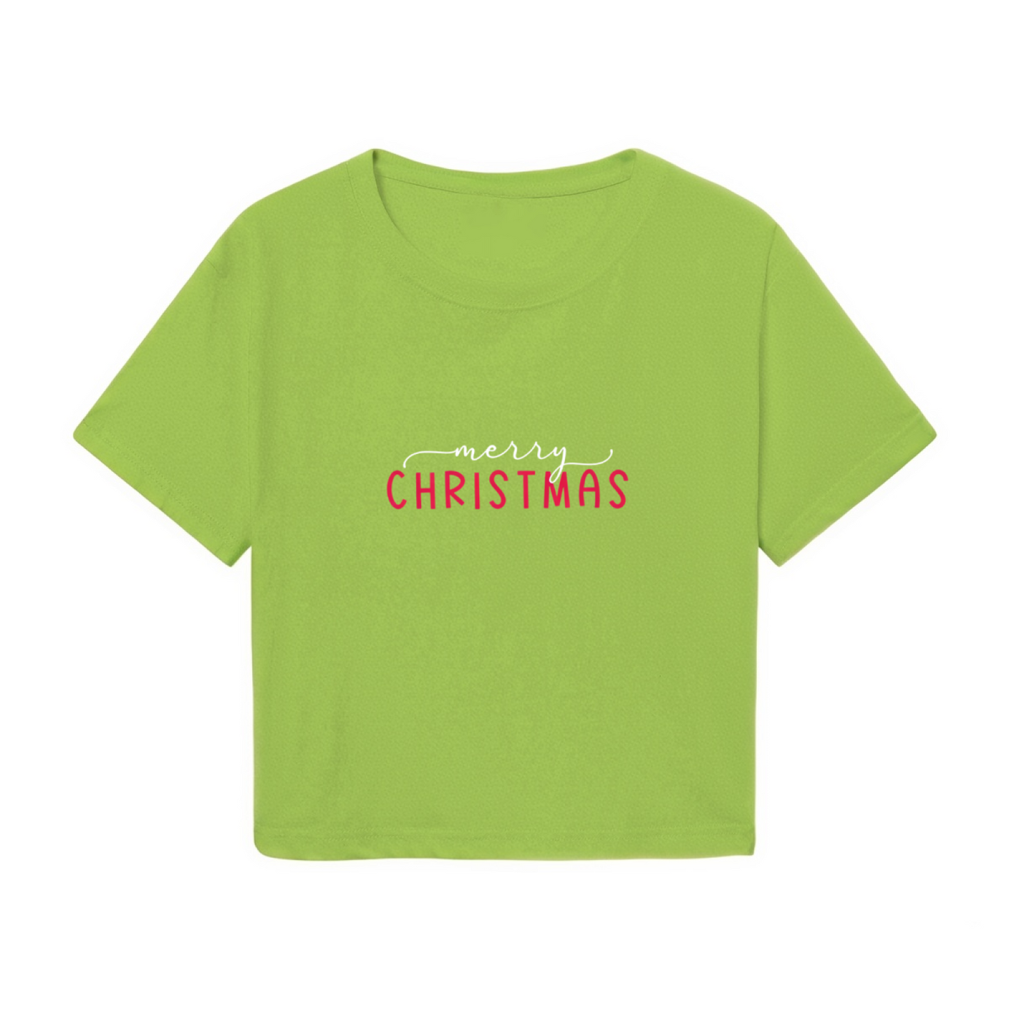 Simple Merry Christmas Minimalist Holiday Green Crop Top