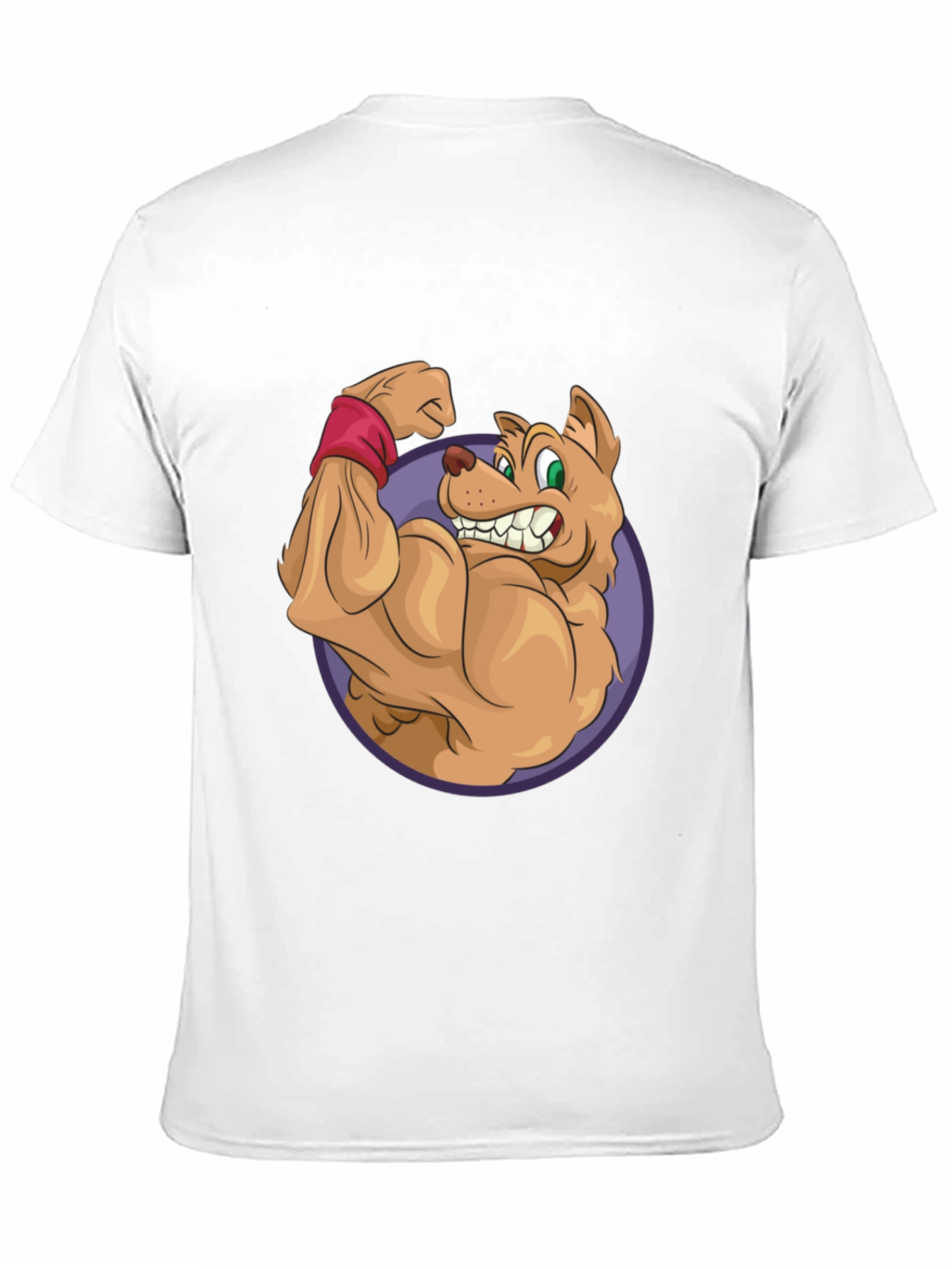 Cartoon Dog Flexing Muscles Graphic T-Shirt
