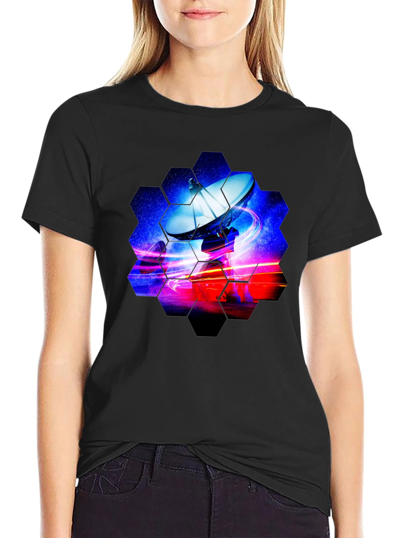 Cosmic Satellite Black T-Shirt