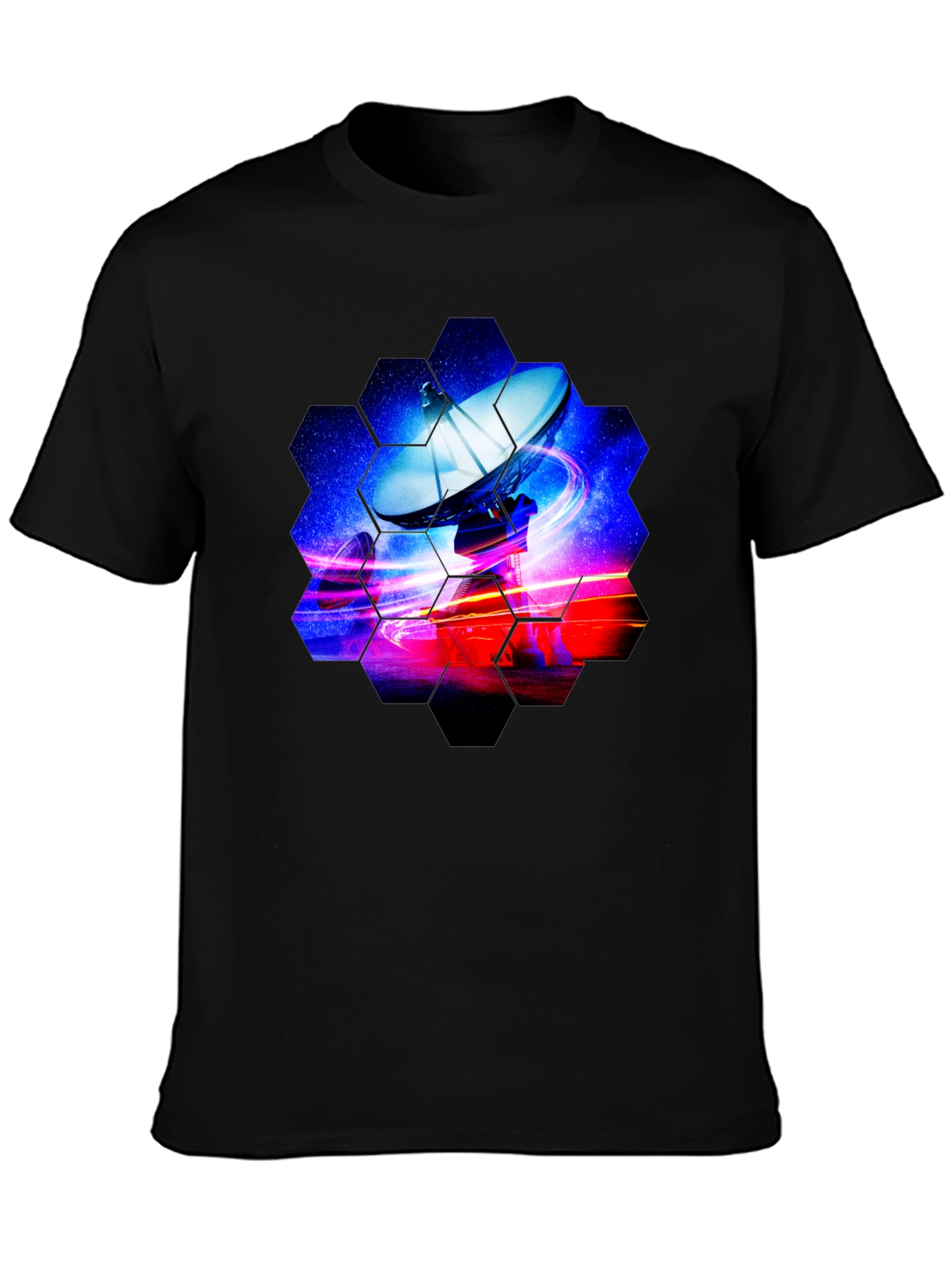 Cosmic Satellite Black T-Shirt