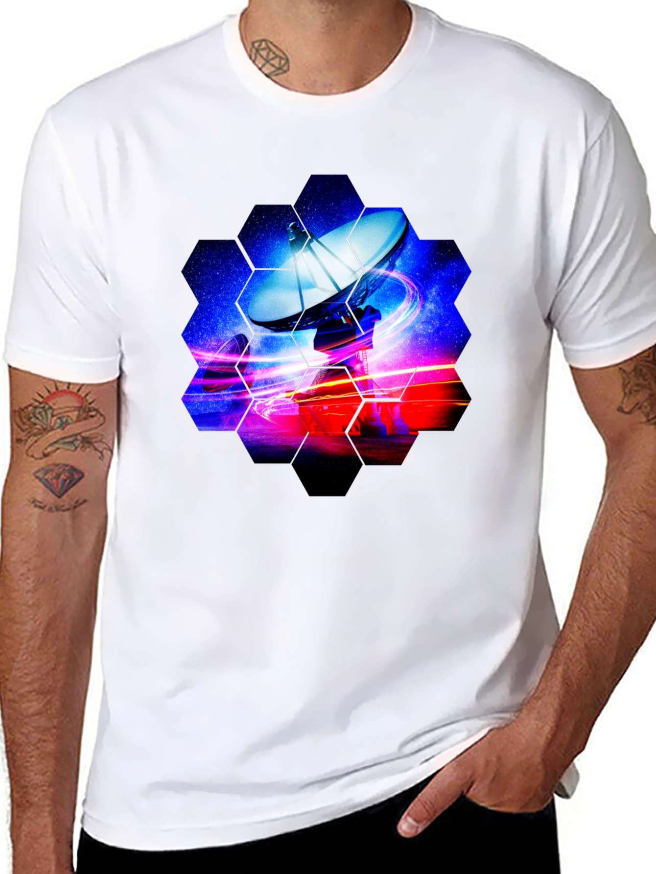Cosmic Satellite Black T-Shirt