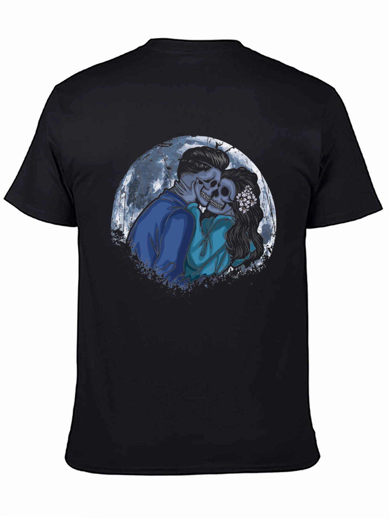 Skeleton Couple Black T-Shirt: Love Never Dies!