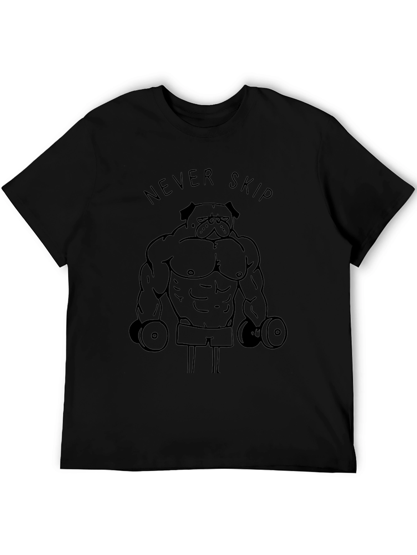 Never Skip Leg Day Weightlifting Pug Mens Black T-Shirt