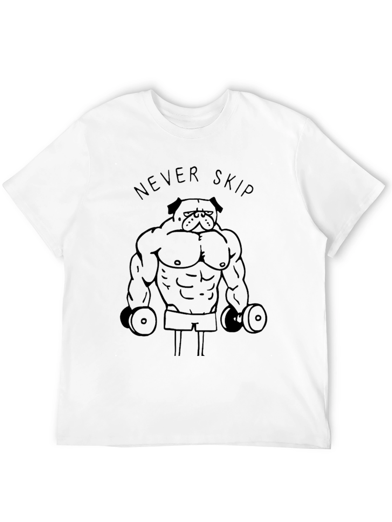 Never Skip Leg Day Weightlifting Pug Mens Black T-Shirt
