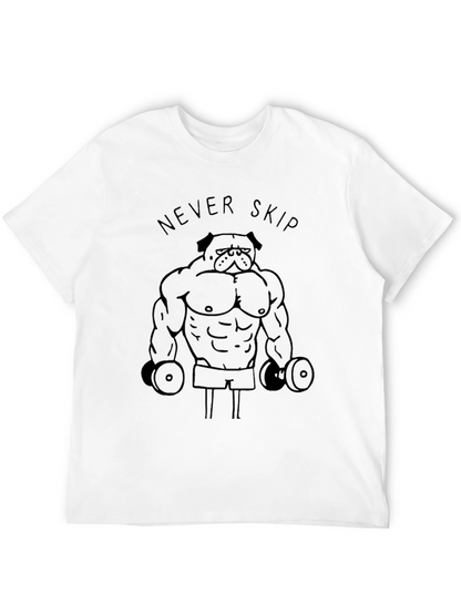 Never Skip Leg Day Weightlifting Pug Mens Black T-Shirt