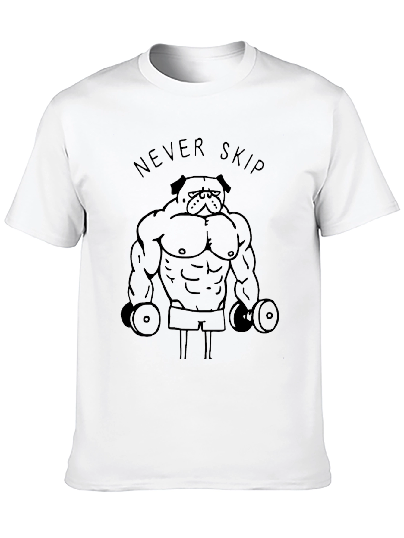 Never Skip Leg Day Weightlifting Pug Mens Black T-Shirt