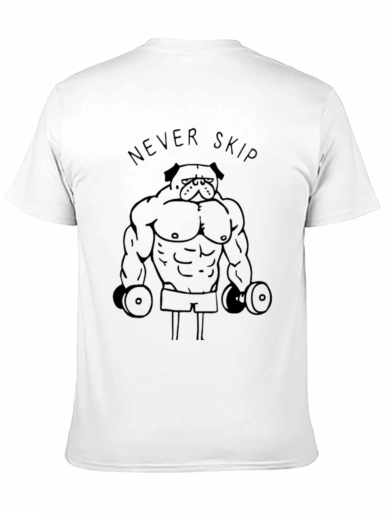 Never Skip Leg Day Weightlifting Pug Mens Black T-Shirt