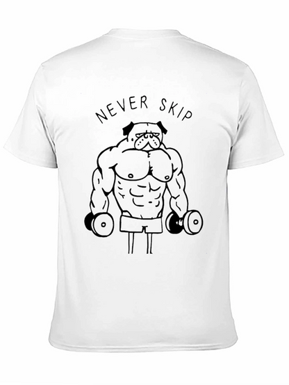 Never Skip Leg Day Weightlifting Pug Mens Black T-Shirt