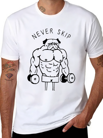 Never Skip Leg Day Weightlifting Pug Mens Black T-Shirt