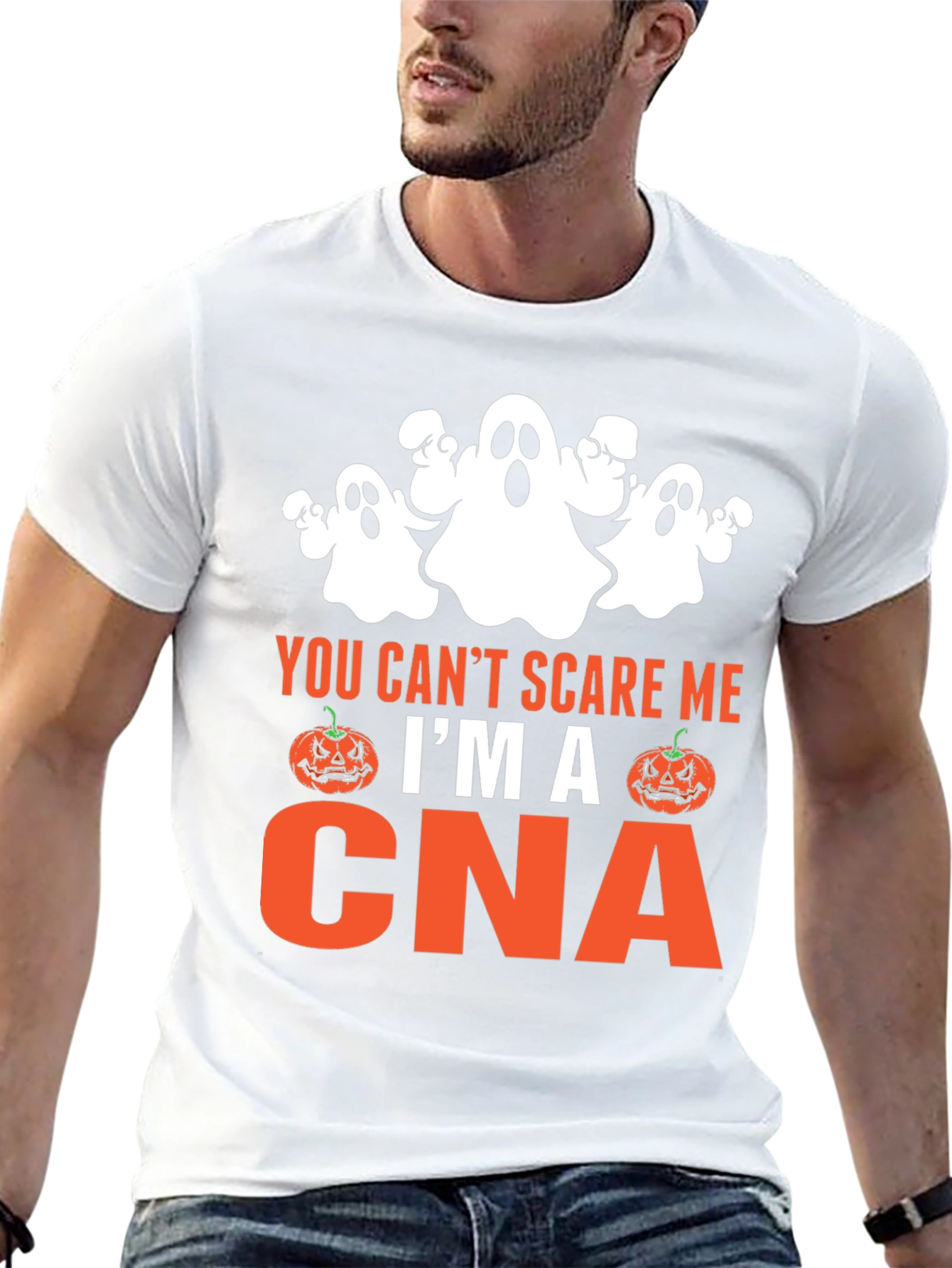 Funny CNA Halloween T-Shirt - You Cant Scare Me