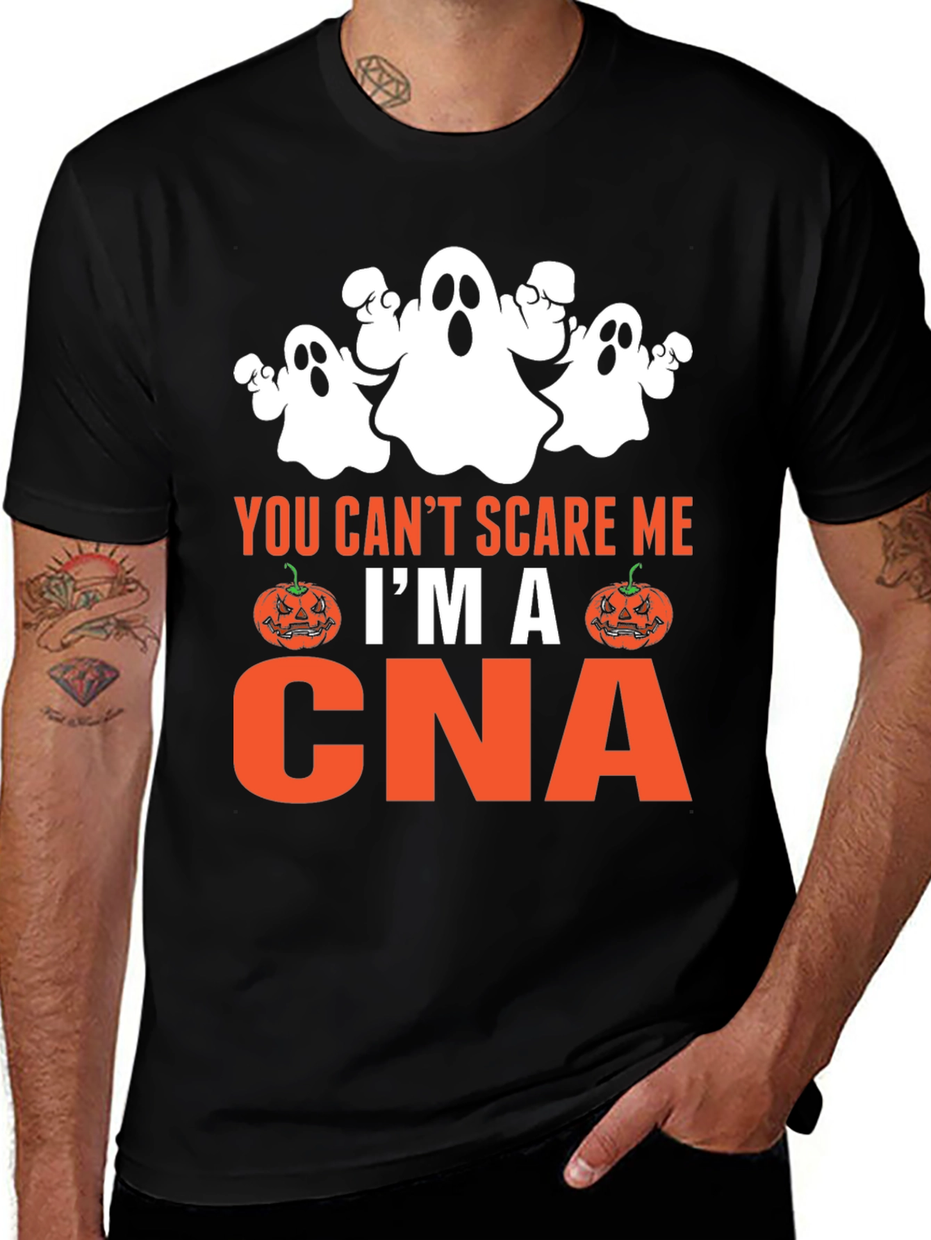Funny CNA Halloween T-Shirt - You Cant Scare Me