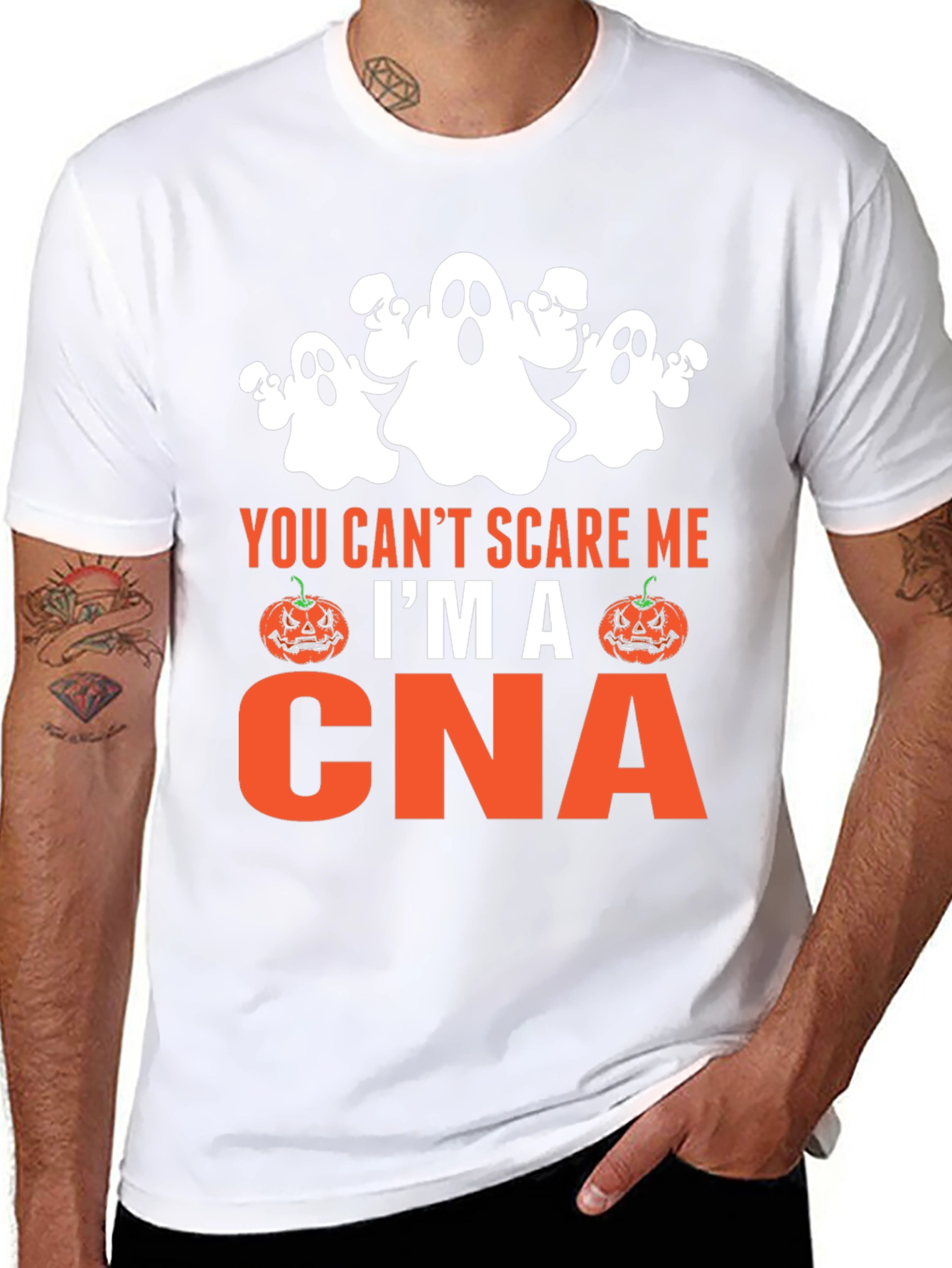 Funny CNA Halloween T-Shirt - You Cant Scare Me