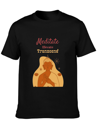 Meditate Elevate Transcend Black Graphic T-Shirt