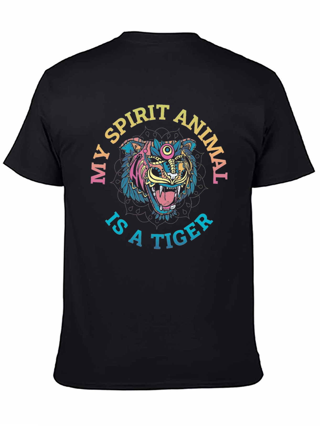 Spirit Animal Tiger Graphic Tee - Mens Black T-Shirt