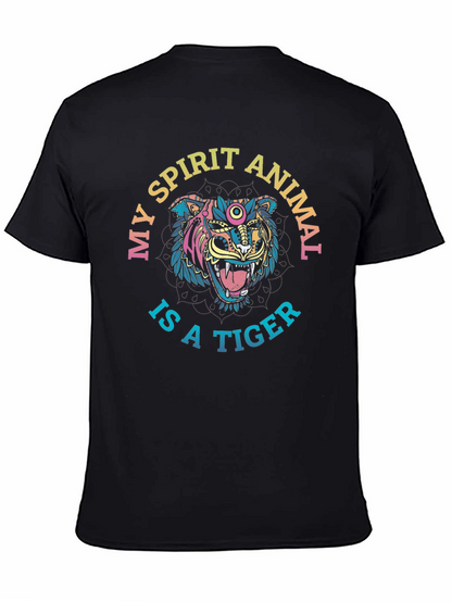 Spirit Animal Tiger Graphic Tee - Mens Black T-Shirt