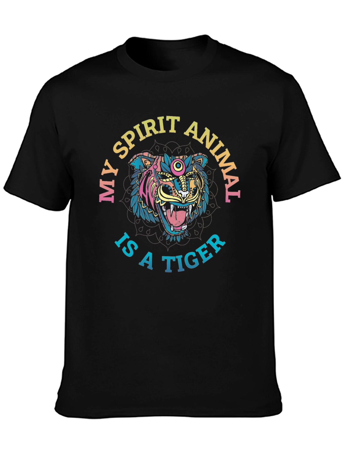 Spirit Animal Tiger Graphic Tee - Mens Black T-Shirt