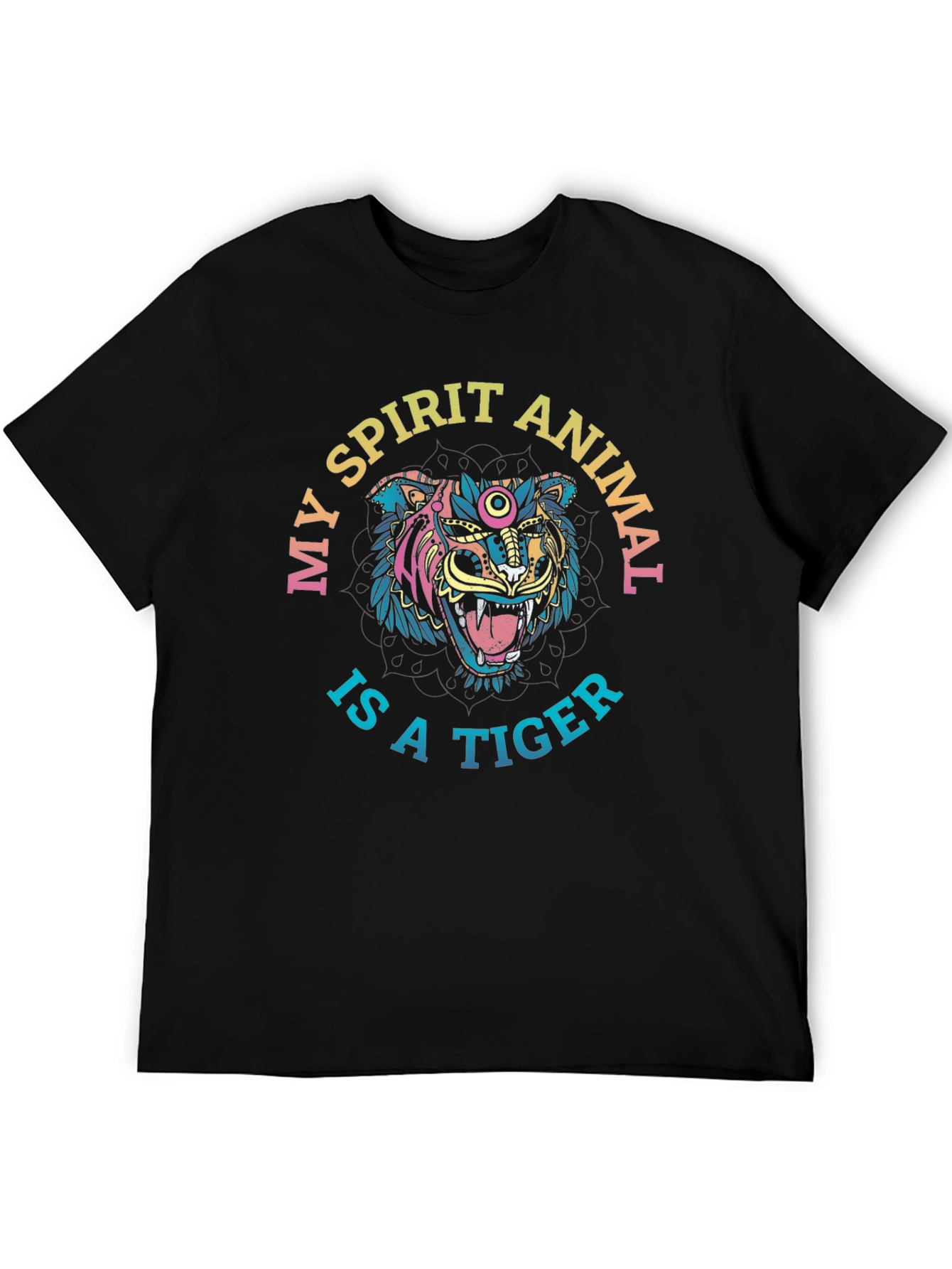 Spirit Animal Tiger Graphic Tee - Mens Black T-Shirt