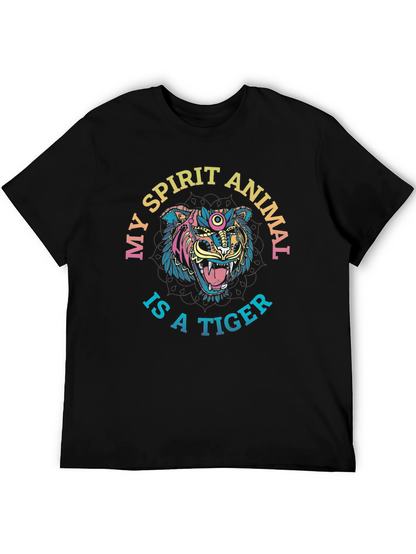 Spirit Animal Tiger Graphic Tee - Mens Black T-Shirt