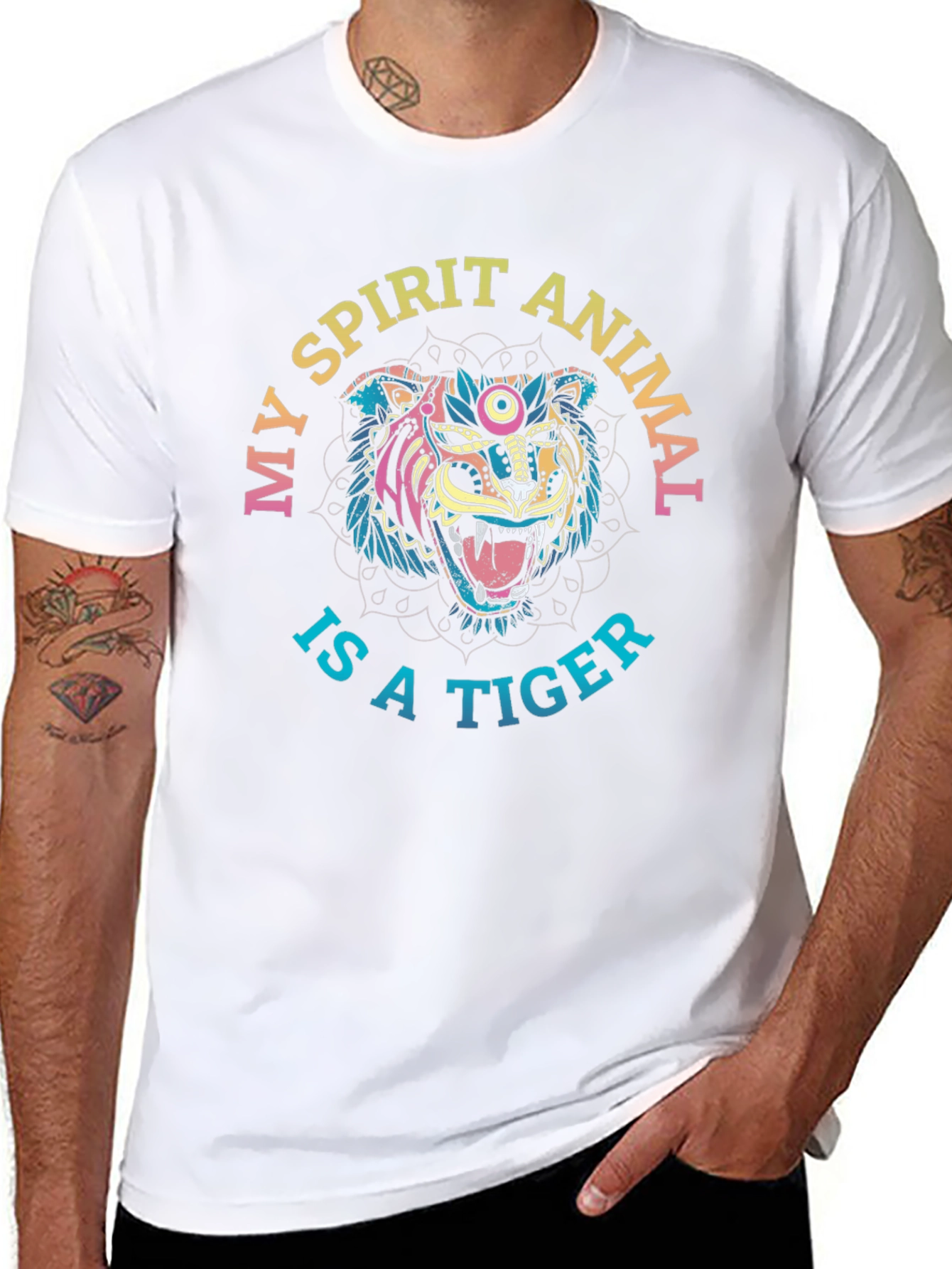 Spirit Animal Tiger Graphic Tee - Mens Black T-Shirt