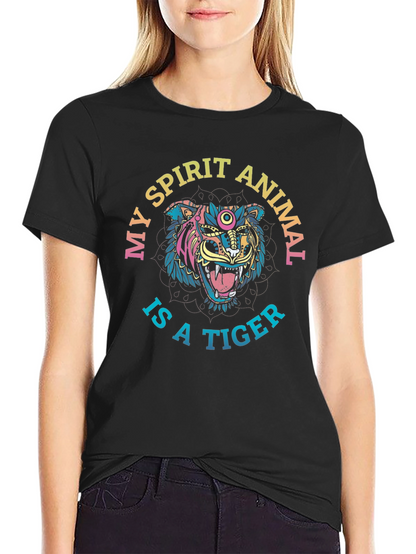 Spirit Animal Tiger Graphic Tee - Mens Black T-Shirt