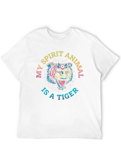 Spirit Animal Tiger Graphic Tee - Mens Black T-Shirt