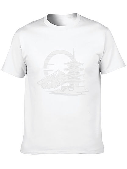 Japanese Pagoda Graphic Tee - Stylish Black T-Shirt