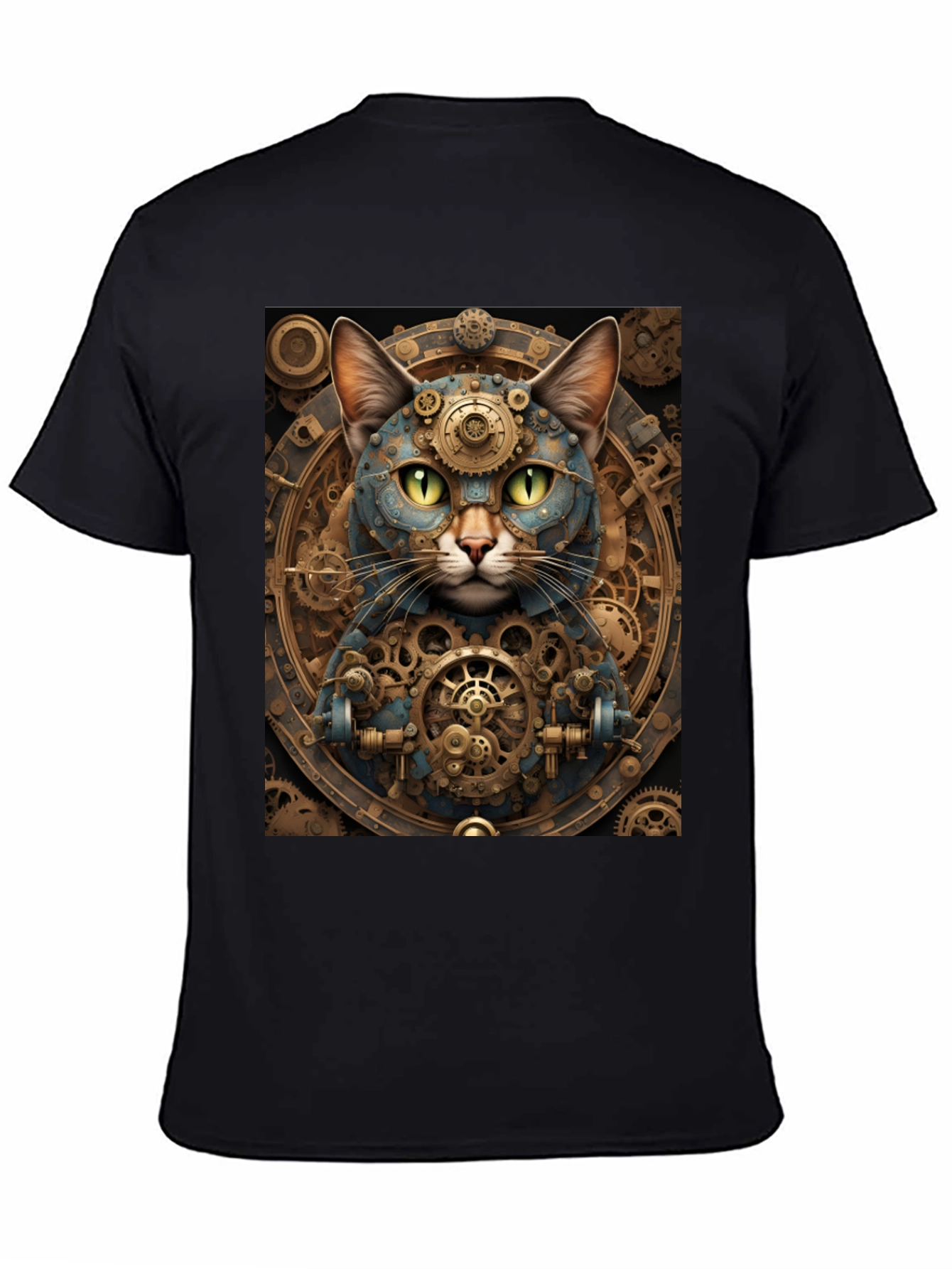 Steampunk Cat Graphic Tee - Cogwork Kitten Design