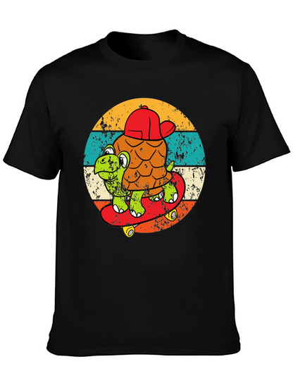 Turtle Skateboarder Graphic Tee - Cool Retro Design